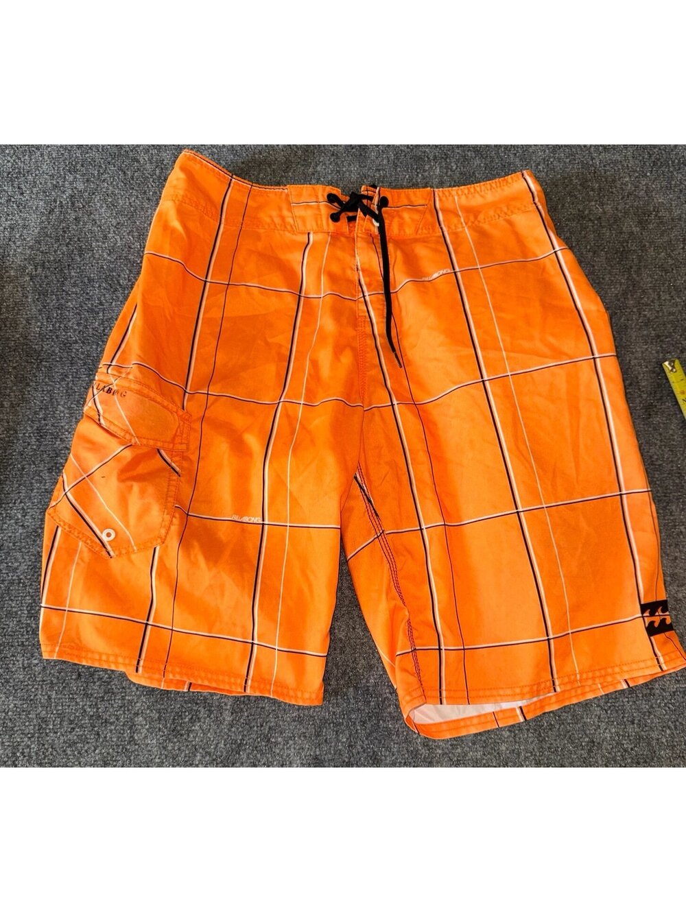 Billabong Orange Plaid Surf Board Shorts Mens LG Vtg y2k 90s Rare